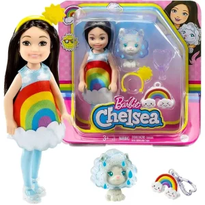 Barbie Mini Boneca Chelsea Fantasia Arco-Íris + Gatinho + Acessórios - Mattel
