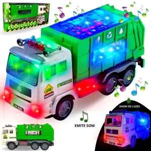 Caminhão Coletor De Lixo Bate Volta Com Luz Som Brinquedo - Fun Game
