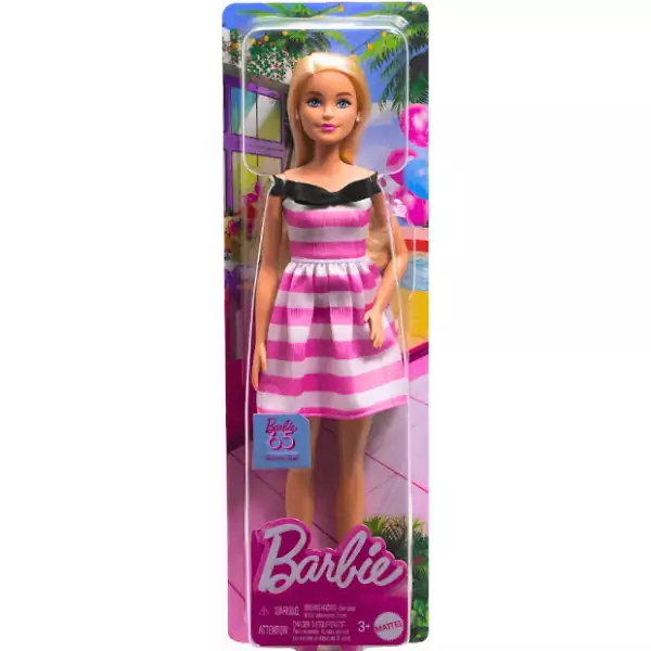 Boneca Barbie Fantasy Vestido Listrado 65th Mattel
