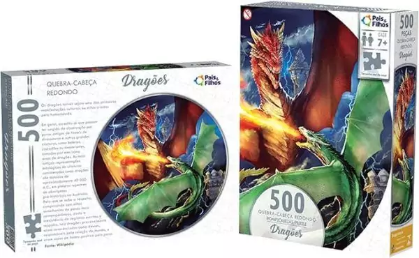 Quebra-Cabeça Redondo Dragões 500 Peças - Pais & Filhos