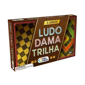 Jogo de Tabuleiro 3 Jogos Ludo, Dama e Trilha - Pais & Filhos
