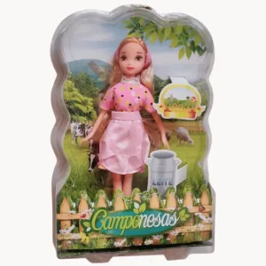 Boneca Camponesa Rural Vestido Rosa - Fenix
