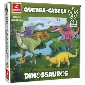 Quebra-Cabeça Dinossauros 48 Peças em M.D.F - Brincadeira de Criança