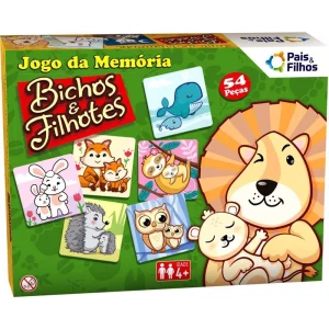 Jogo da Memória Bichos e Filhotes 54 Peças - Pais & Filhos
