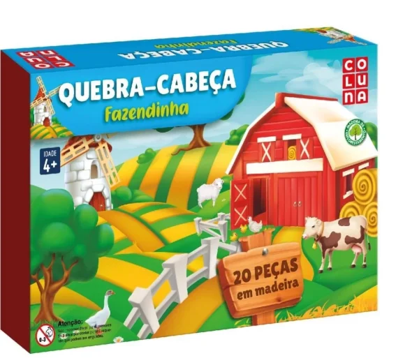 Quebra-Cabeça Fazendinha 20 Peças em M.D.F - Coluna
