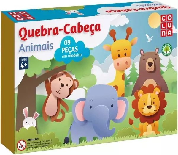 Quebra-Cabeça Animais 09 Peças em M.D.F - Coluna