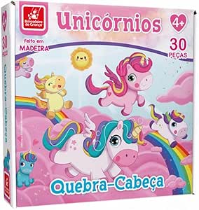 Quebra-Cabeça Unicórnios 30 Peças em M.D.F - Brincadeira de Criança