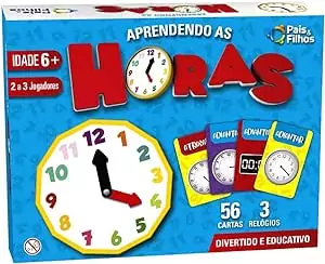 Jogo Aprendendo as Horas 56 Cartas e 3 Relógios - Pais & Filhos