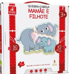 Quebra-Cabeça Mamãe e Filhote 30 Peças em M.D.F - Brincadeira de Criança