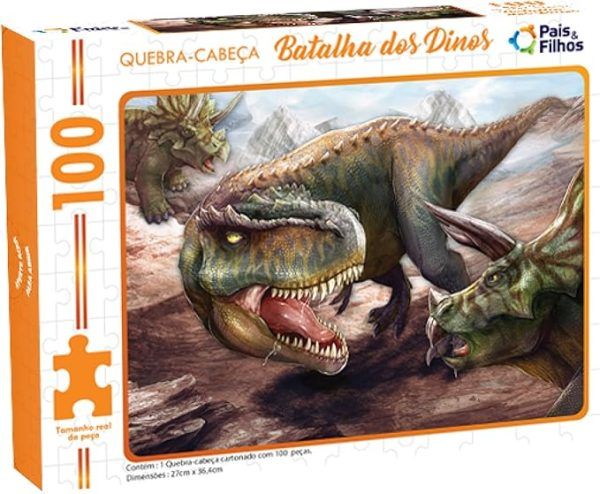 Quebra-Cabeça Batalha dos Dinos 100 Peças - Pais & Filhos
