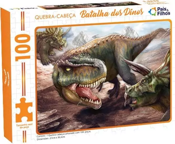 Quebra-Cabeça Batalha dos Dinos 100 Peças - Pais & Filhos