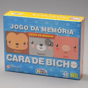 Jogo da Memória Cara de Bicho 40 Peças em M.D.F - Pais & Filhos