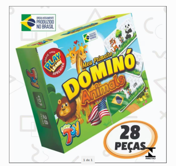 Meu Primeiro Dominó Animais em Inglês - Paper Toy