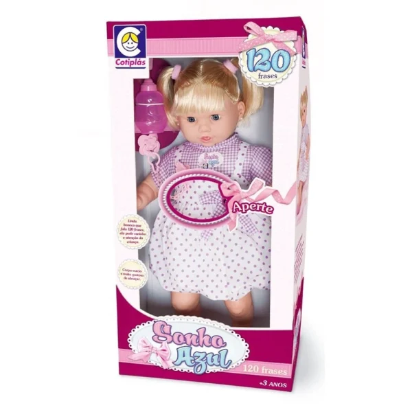 Boneca Sonho Azul com Cabelo Fala Frases - Cotiplás