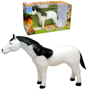 Cavalo Realista Branco em Vinil Farm Animals - Bee Toys