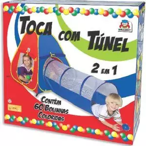 Toca com Túnel 2 em 1 com 60 Bolinhas - Braskit