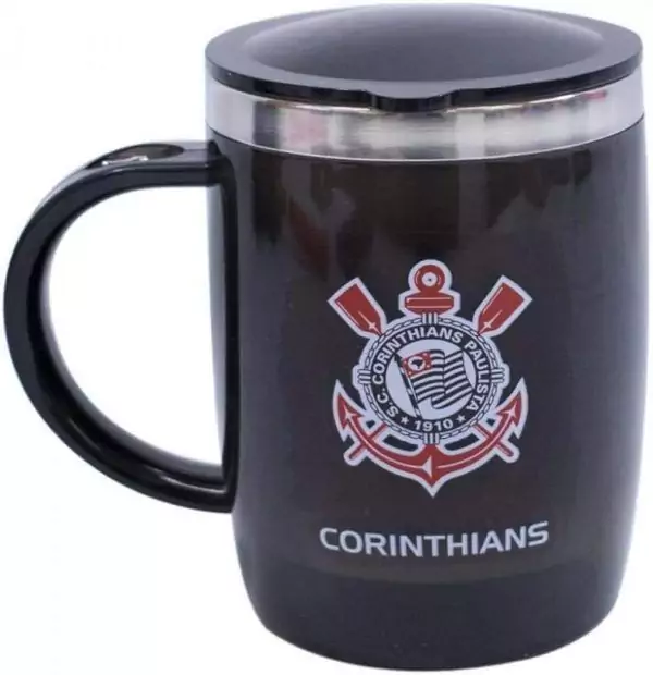 Caneca Corinthians Cerveja Gelada com Tampa